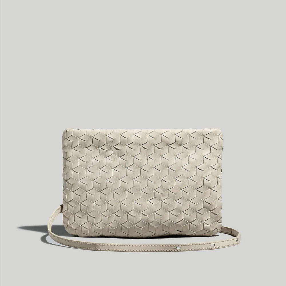 Madewell The Puff Crossbody Bag: Woven Leather Edition - form grey NWT
